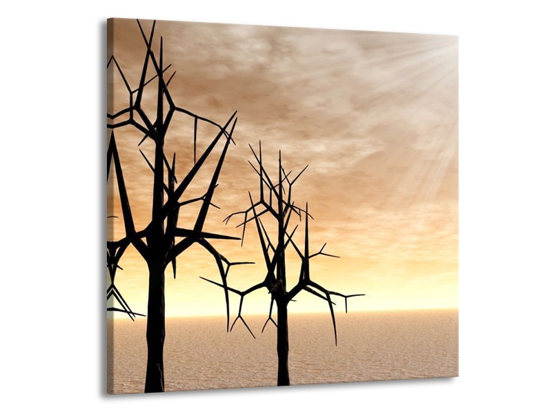 Canvas schilderij Bomen | Zwart, Geel | 50x50cm 1Luik