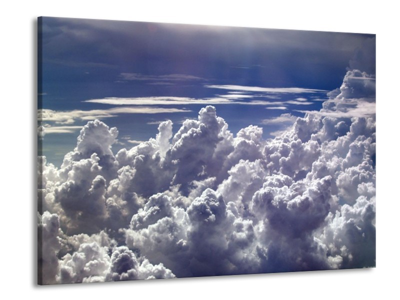 Glas schilderij Wolken | Wit, Blauw | 100x70cm 1Luik