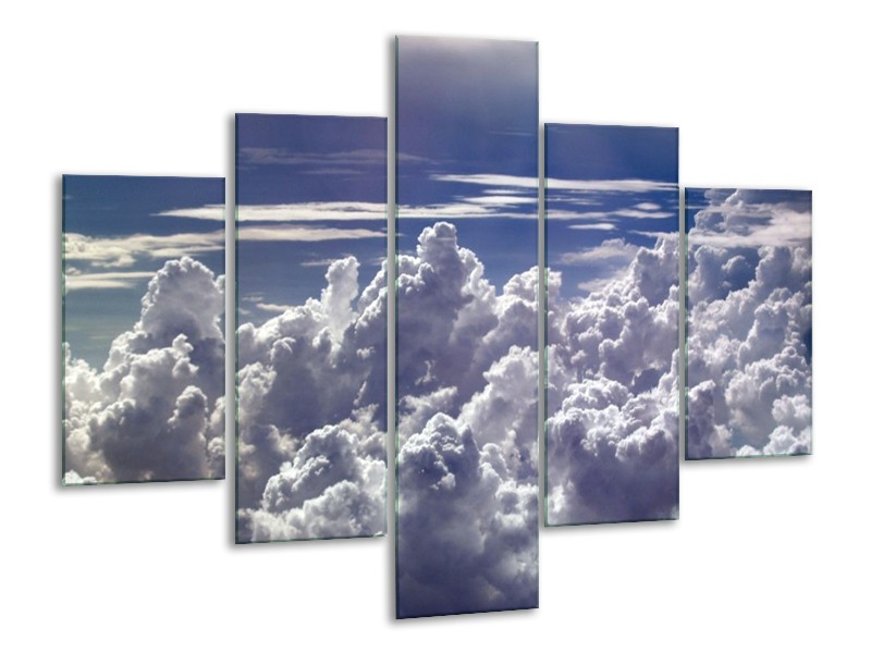 Canvas schilderij Wolken | Wit, Blauw | 100x70cm 5Luik