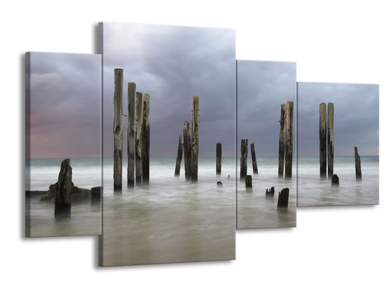 Glas schilderij Water | Blauw, Grijs, Zwart | 120x75cm 4Luik