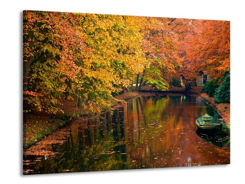 Canvas schilderij Herfst | Geel, Oranje, Groen | 100x70cm 1Luik
