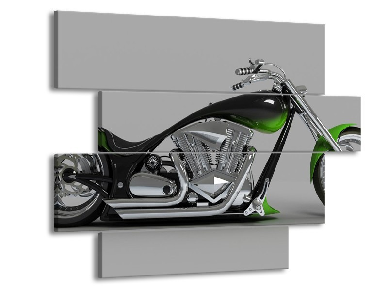 Glas schilderij Motor | Groen, Grijs, Zwart | 115x85cm 4Luik