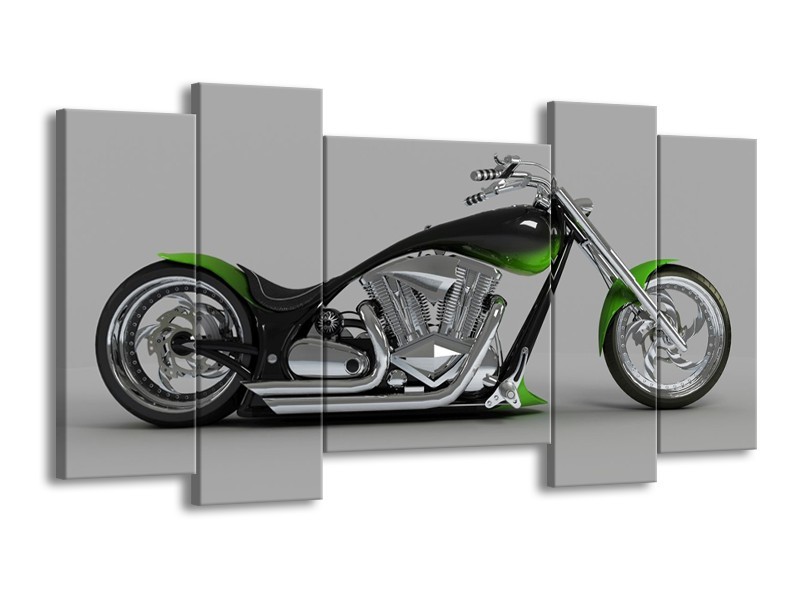 Glas schilderij Motor | Groen, Grijs, Zwart | 120x65cm 5Luik