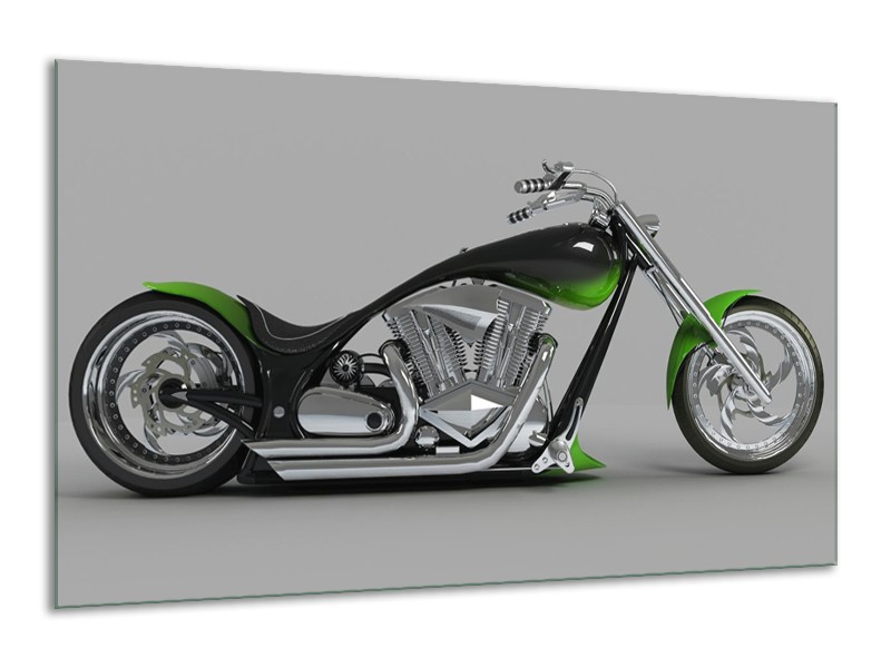 Glas schilderij Motor | Groen, Grijs, Zwart | 120x70cm 1Luik