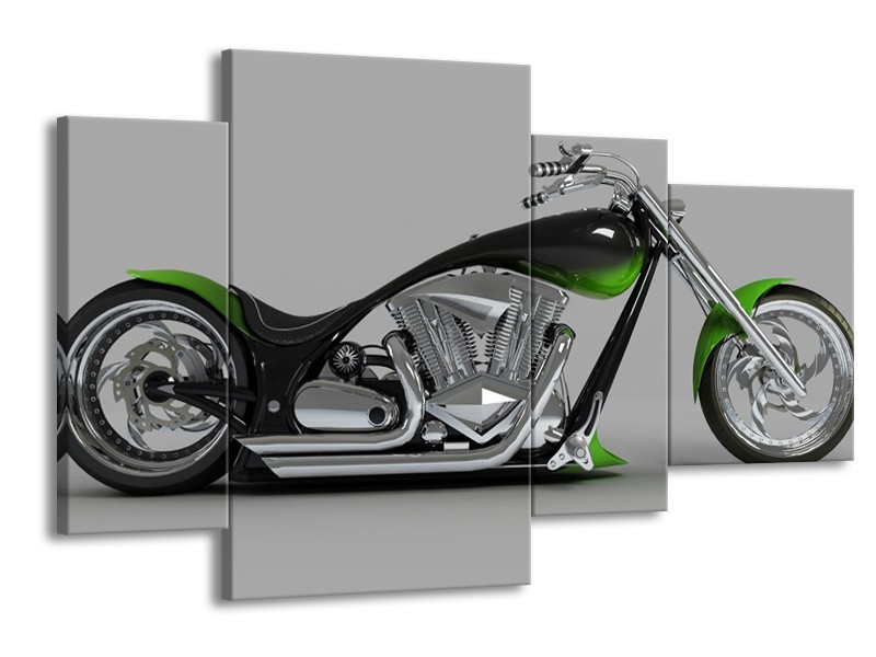 Glas schilderij Motor | Groen, Grijs, Zwart | 120x75cm 4Luik