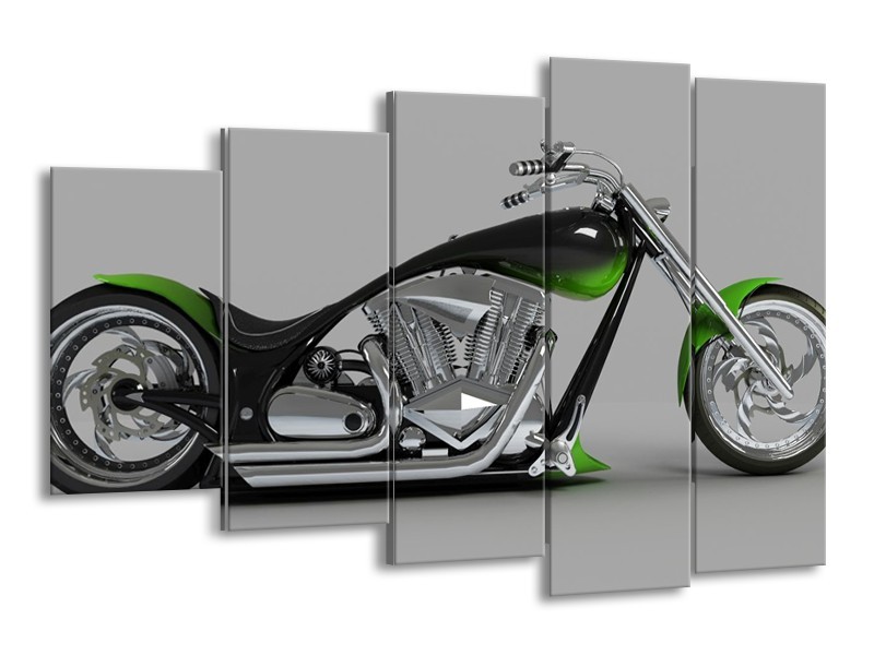 Glas schilderij Motor | Groen, Grijs, Zwart | 150x100cm 5Luik