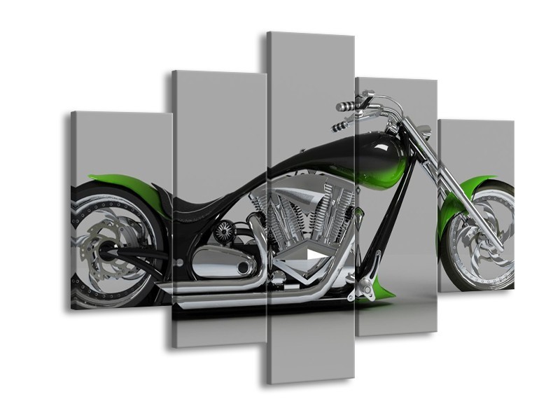 Glas schilderij Motor | Groen, Grijs, Zwart | 150x105cm 5Luik