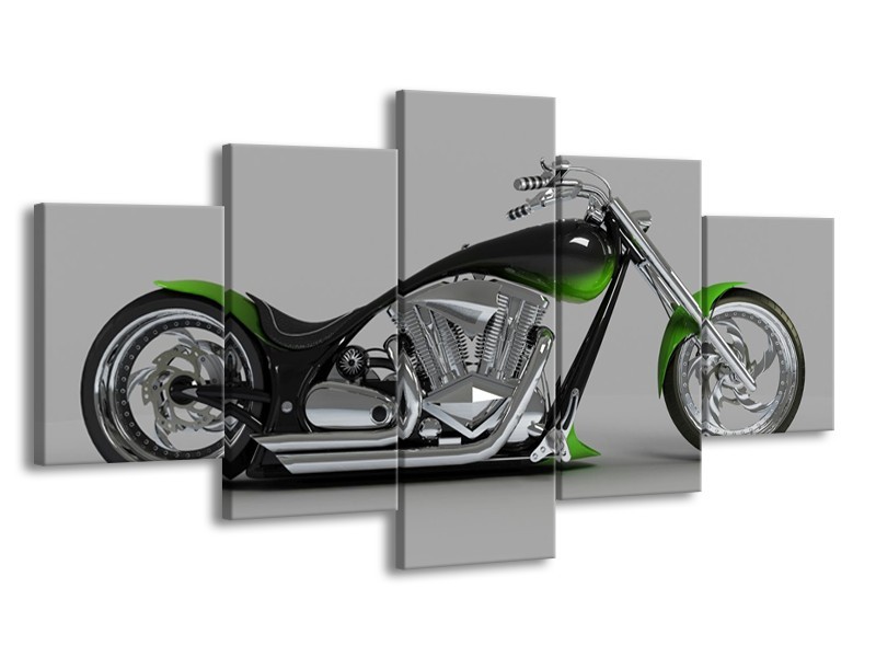 Glas schilderij Motor | Groen, Grijs, Zwart | 150x80cm 5Luik