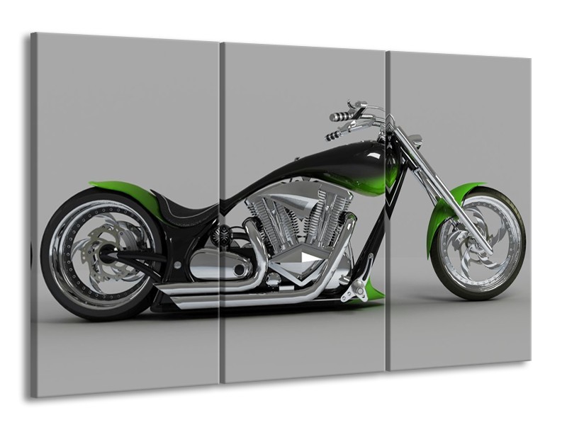 Glas schilderij Motor | Groen, Grijs, Zwart | 165x100cm 3Luik