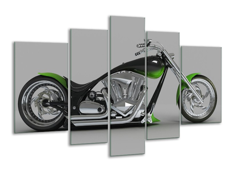 Glas schilderij Motor | Groen, Grijs, Zwart | 170x100cm 5Luik