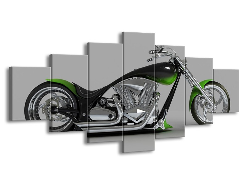 Glas schilderij Motor | Groen, Grijs, Zwart | 210x100cm 7Luik