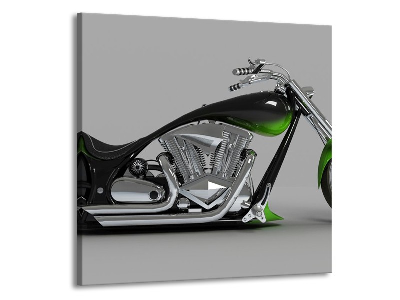 Glas schilderij Motor | Groen, Grijs, Zwart | 50x50cm 1Luik