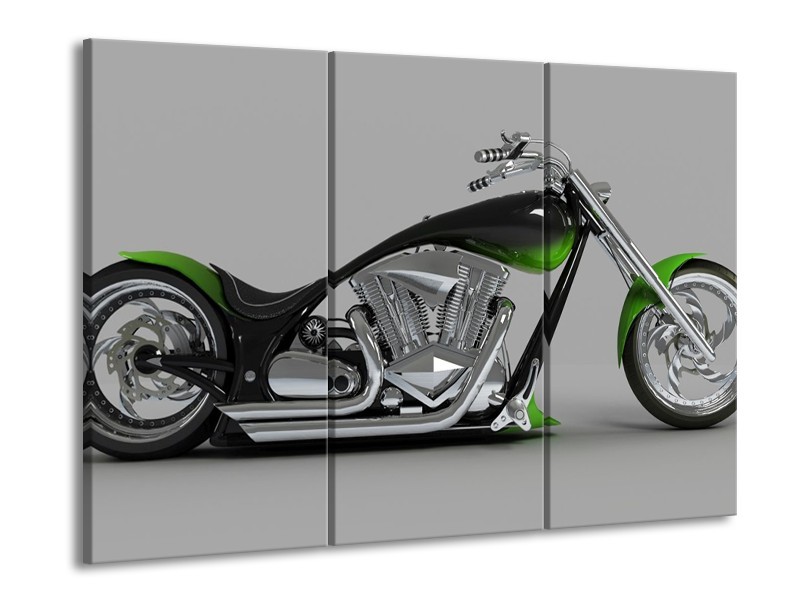 Glas schilderij Motor | Groen, Grijs, Zwart | 90x60cm 3Luik