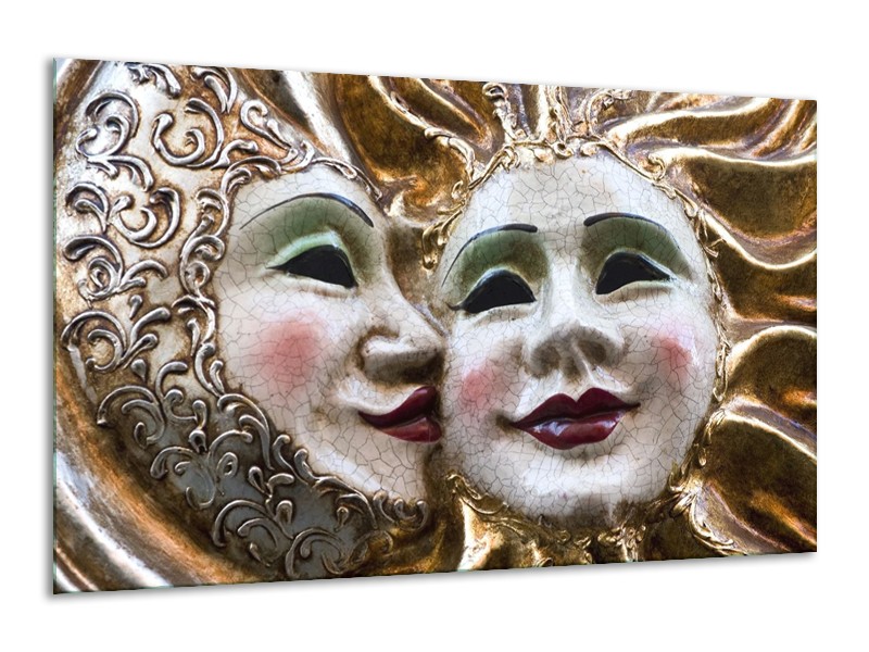 Canvas schilderij Masker | Wit, Goud, Zwart | 120x70cm 1Luik
