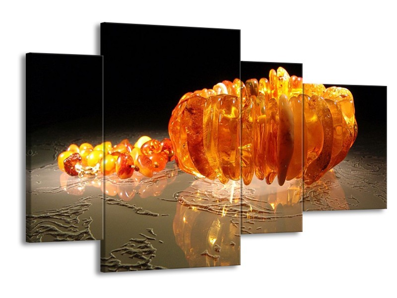 Canvas schilderij Macro | Oranje, Geel, Zwart | 120x75cm 4Luik