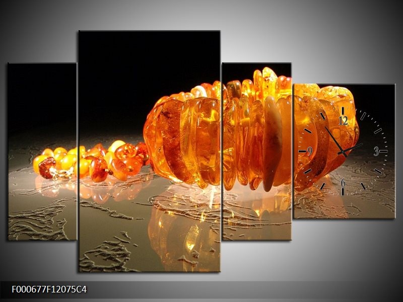 Klok schilderij Macro | Oranje, Geel, Zwart | 120x75cm 4Luik