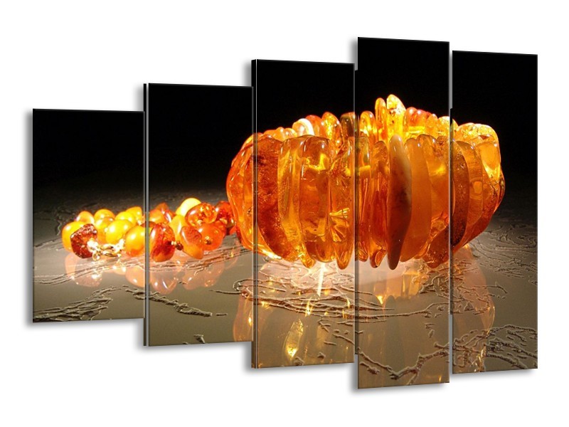 Canvas schilderij Macro | Oranje, Geel, Zwart | 150x100cm 5Luik