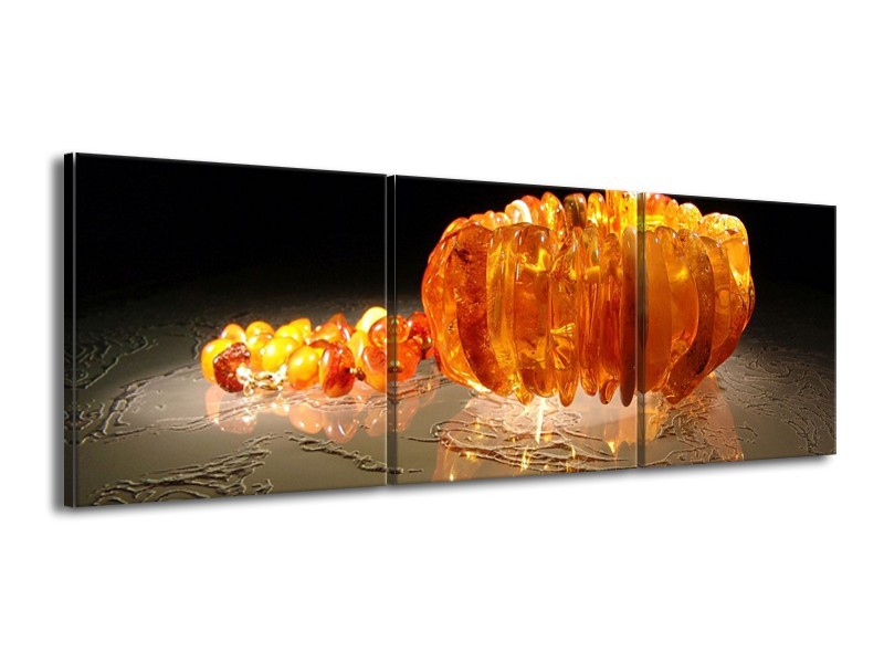 Canvas schilderij Macro | Oranje, Geel, Zwart | 150x50cm 3Luik