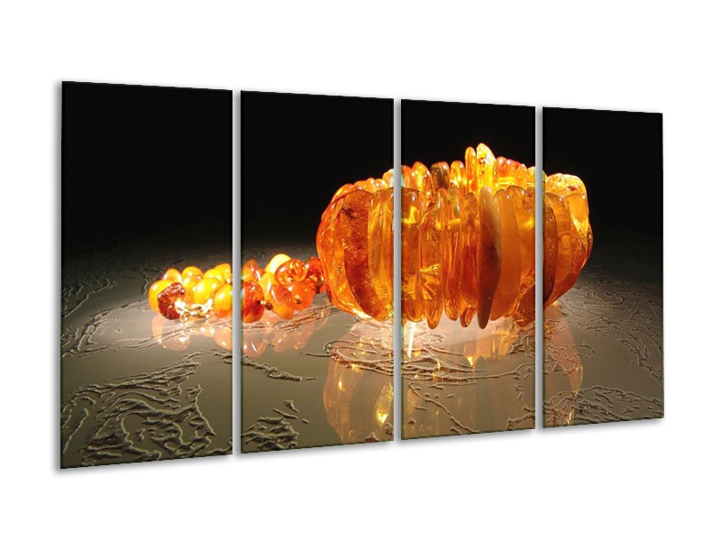 Canvas schilderij Macro | Oranje, Geel, Zwart | 160x80cm 4Luik