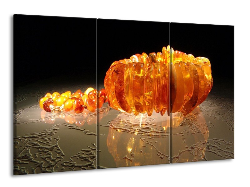 Canvas schilderij Macro | Oranje, Geel, Zwart | 165x100cm 3Luik