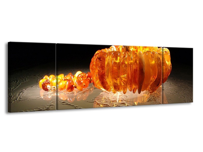Canvas schilderij Macro | Oranje, Geel, Zwart | 170x50cm 3Luik