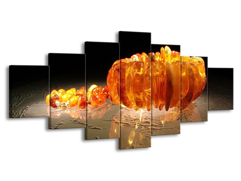 Canvas schilderij Macro | Oranje, Geel, Zwart | 210x100cm 7Luik