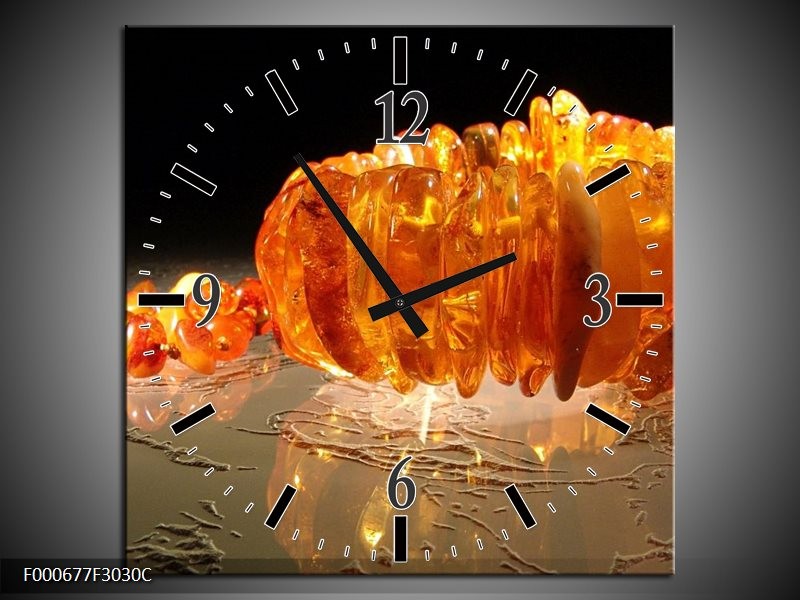 Klok schilderij Macro | Oranje, Geel, Zwart | 30x30cm 1Luik