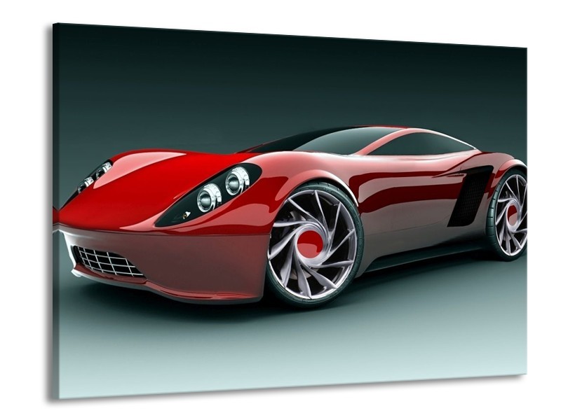 Glas schilderij Auto | Rood, Zwart, Wit | 100x70cm 1Luik