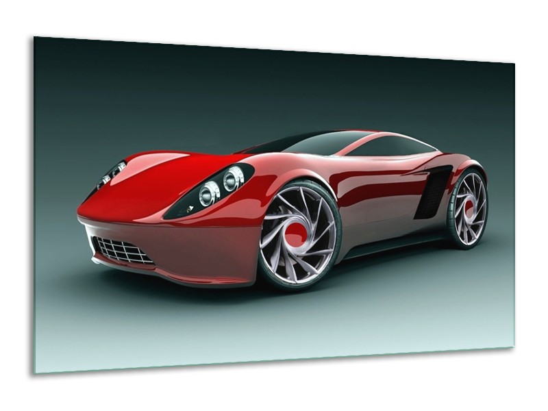 Glas schilderij Auto | Rood, Zwart, Wit | 120x70cm 1Luik