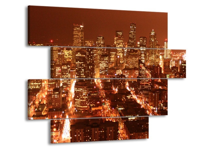 Glas schilderij Gebouw | Geel, Bruin, Geel | 115x85cm 4Luik