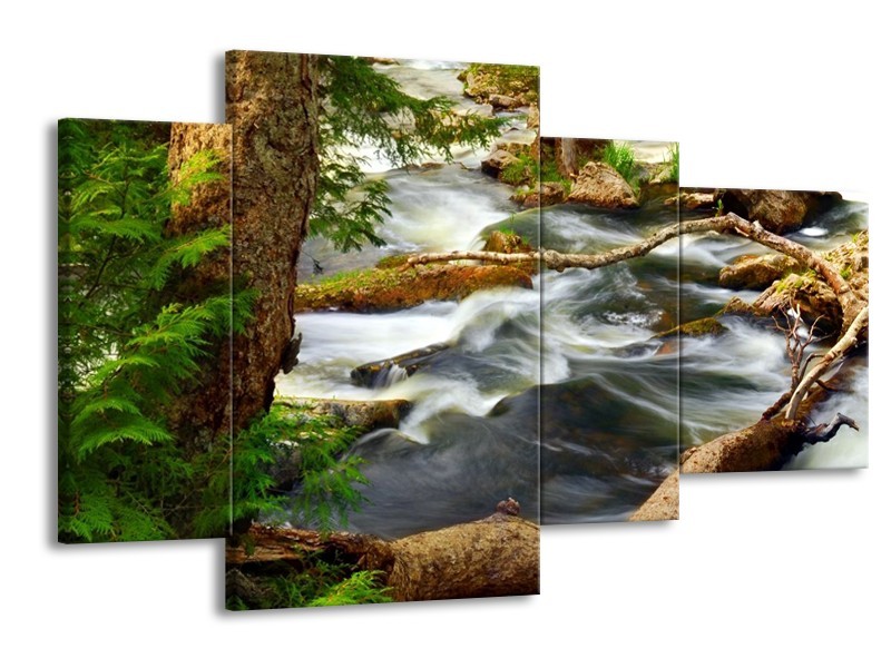 Glas schilderij Natuur | Grijs, Bruin, Groen | 120x75cm 4Luik