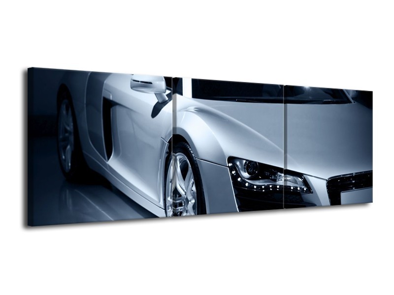 Glas schilderij Auto | Grijs, Zwart, Grijs | 120x40cm 3Luik