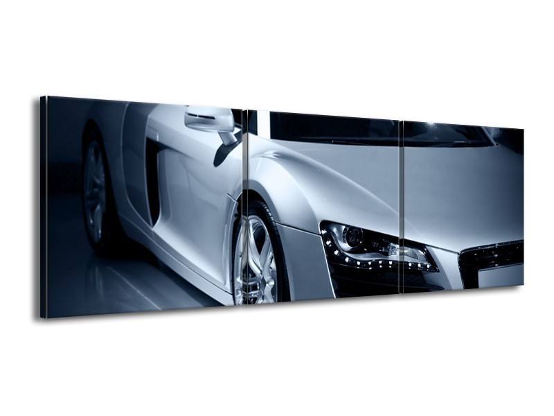 Glas schilderij Auto | Grijs, Zwart, Grijs | 150x50cm 3Luik