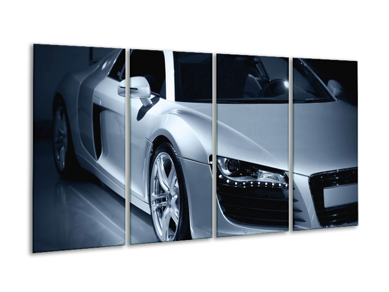 Glas schilderij Auto | Grijs, Zwart, Grijs | 160x80cm 4Luik