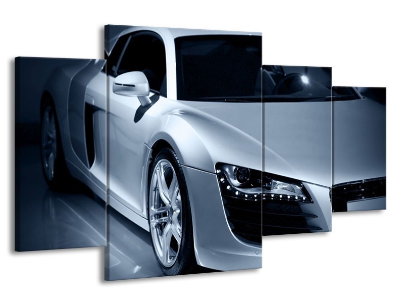 Canvas schilderij Auto | Grijs, Zwart, Grijs | 160x90cm 4Luik