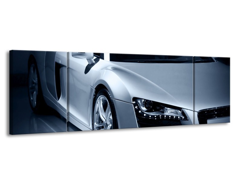 Glas schilderij Auto | Grijs, Zwart, Grijs | 170x50cm 3Luik