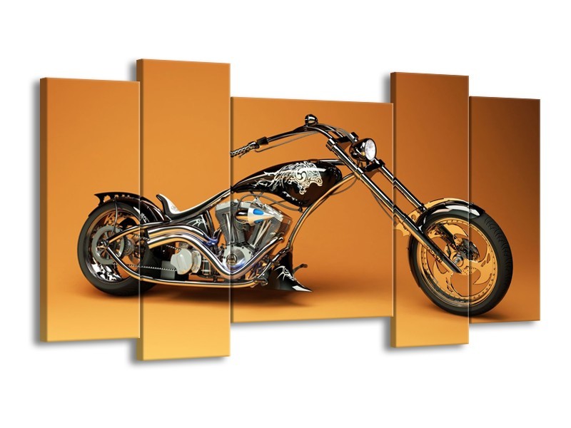 Glas schilderij Motor | Oranje, Bruin, Zwart | 120x65cm 5Luik