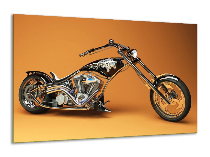 Glas schilderij Motor | Oranje, Bruin, Zwart | 120x70cm 1Luik
