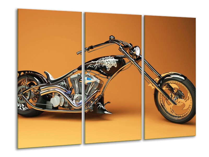 Glas schilderij Motor | Oranje, Bruin, Zwart | 120x80cm 3Luik
