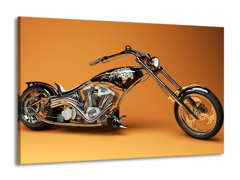 Glas schilderij Motor | Oranje, Bruin, Zwart | 140x90cm 1Luik