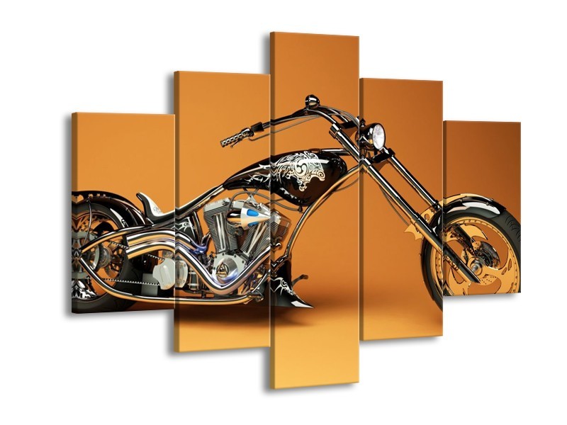 Glas schilderij Motor | Oranje, Bruin, Zwart | 150x105cm 5Luik