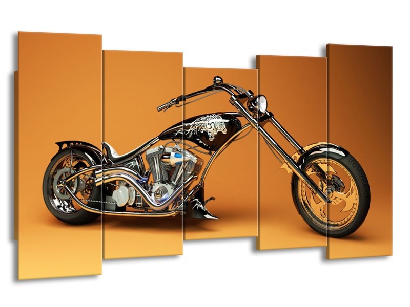 Glas schilderij Motor | Oranje, Bruin, Zwart | 150x80cm 5Luik