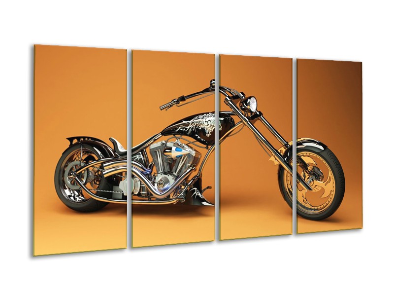 Glas schilderij Motor | Oranje, Bruin, Zwart | 160x80cm 4Luik