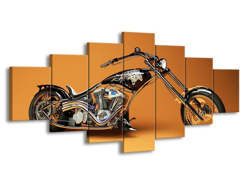 Glas schilderij Motor | Oranje, Bruin, Zwart | 210x100cm 7Luik