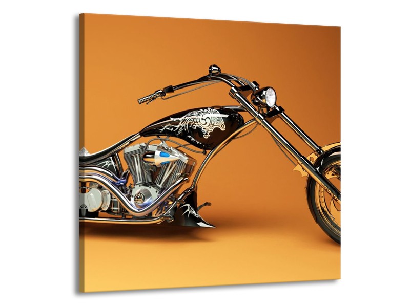 Glas schilderij Motor | Oranje, Bruin, Zwart | 70x70cm 1Luik