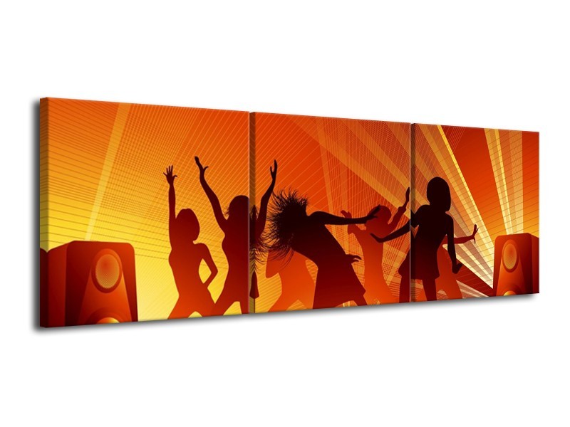 Canvas schilderij Dansen | Rood, Zwart, Geel | 120x40cm 3Luik