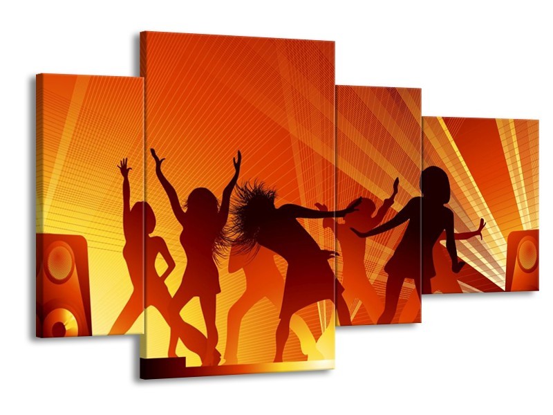 Canvas schilderij Dansen | Rood, Zwart, Geel | 120x75cm 4Luik