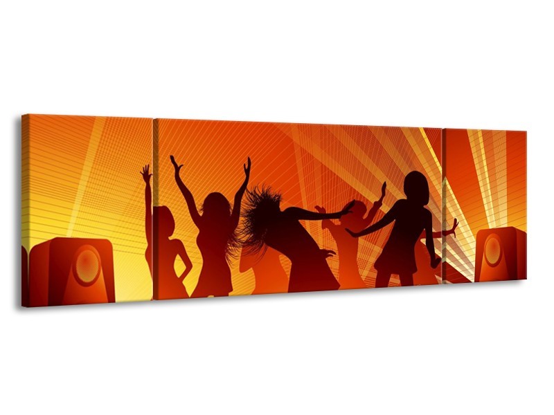 Canvas schilderij Dansen | Rood, Zwart, Geel | 170x50cm 3Luik