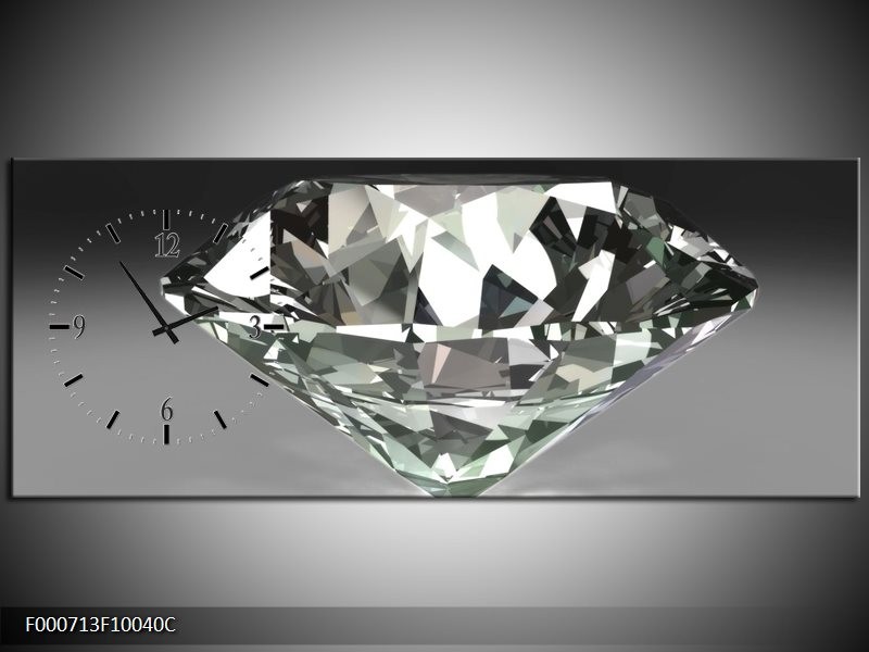 Klok schilderij Diamant | Grijs, Zilver, Wit | 100x40cm 1Luik