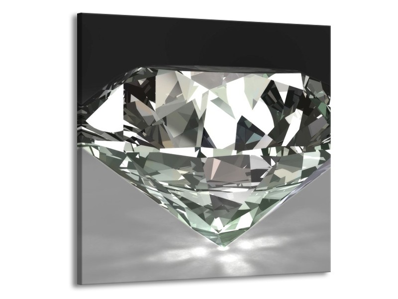 Canvas schilderij Diamant | Grijs, Zilver, Wit | 70x70cm 1Luik